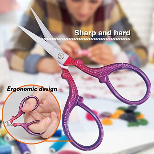 3.6 inch Sewing Crafting Scissors Stainless Steel Embroidery Scissors - color: Bright Purple