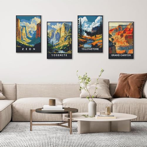 Eiazuiks 4 Packs Stamping Cross Stitch Kit, Scenery Counting Cross Stitch Kit for Adult Beginners, Full Line DIY Stitching Kit for Home Decor Cross Stitch Patterns 12x16 inches - color: AKW098