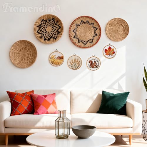 Framendino, 15 Pack Round Embroidery Hoops 6 Inch Imitated Wood Display Frame Circle Cross Stitch Hoop Ring for Hanging Ornaments - color: 6", size: 15 Pack