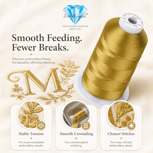 Simthread 5000M 40WT Polyester Embroidery Thread, S033 - color: GoldenGreenS033