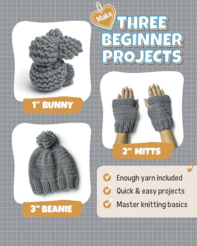 Complete Knitting Kit for Beginners - Learn to Knit Kit with Knitting Accessories Like Thick Beginner Yarn in Gray, Bamboo Needles for Beginners & More - Includes Video Tutorials & Written Guide - color: Gray