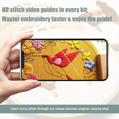 LX LERMX Embroidery Kits for Beginners, Adult Starter Cross Stitch Kit Needlepoint Complete DIY Kit with Unique Patterns, Hoop, Colorful Threads, Tools, Step by Step Instructions & Video Tutorial - color: Pattern 12 - 3PCS