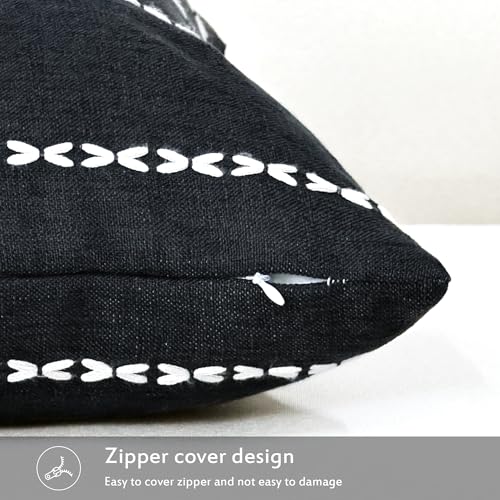 Black Linen Striped Throw Pillow Covers 18x18 Set of 1 - color: Stripe Black, size: 18" x 18" (Pack of 1)