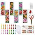 FREEBLOSS 6 Set Stamped Cross Stitch Bookmark Kit Flowers Pattern Cross Stitch Bookmarks DIY Bookmarks Cross Stitch Kits for Beginners Embroidery Bookmarks DIY Kits for Adults - style: Light Flowers