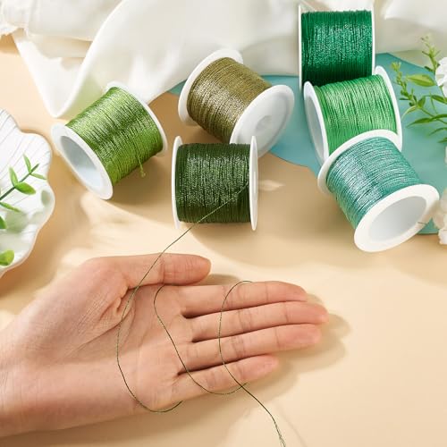 KISSITTY 328 Yards 6 Rolls Polyester Braided Metallic Thread Embroidery Threads Thin Beading String Jewelry Beading Thread for Jewelry Making Embroidery DIY Braided Bracelets Sewing Craft Bead Weaving - style: Assorted 4