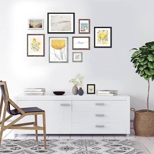 Hongkee 9x11 Picture Frame with Real Glass Wood Frame, 1 Pack(with Mat 7x9) - color: Rustic Brown, size: 9X11 in