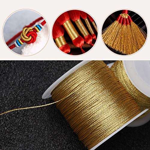 218 Yards/656 Feet Metallic Cord Gold Twine, 2 Spool Gold Thread String - color: Gold