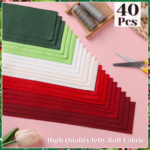 ZMAAGG Jelly Roll Fabric, 40PCS Christmas 8 Random Colors Quilting Fabric - color: Multicolor-4