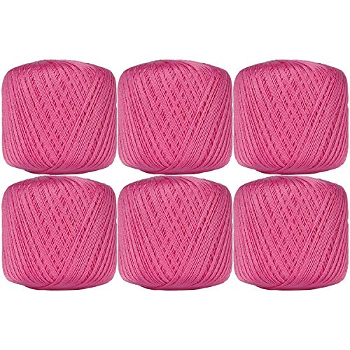 ThreadArt 100% Cotton Crochet Thread Size 10, 6 Ball Pack, Hot Pink 35 - color: HOT PINK, size: SIZE 10 - 6 PACK
