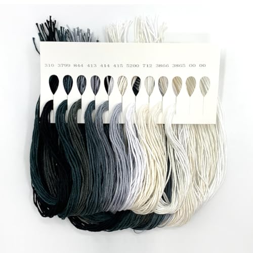 1 Pieces Cross StitchEmbroidery Floss,100% Eco-Cotton Cotton Premium Skeins, Ideal for Arts & Crafts (Black and White Gradient Series 67896) - color: Black and White Gradient Series 67896