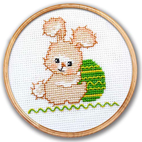 Povitrulya Cross Stitch Kit 'Easter Bunny' - DIY Embroidery with Counted Cross Stitching Pattern of a Cute Bunny - color: Easter Bunny
