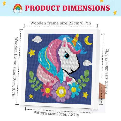 Lzyueyuan Cross Stitch Kits for Beginners,Unicorn Stamped Cross Stitch for Adults with Framed,Crafts for Girls 8-12 Embroidery Kit,11CT Cross-Stitch Arts and Crafts for Adults 8.7inX8.7in - color: Cross Stitch-1222-6