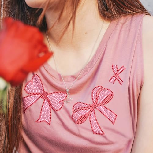 13 Pcs Iron on Rhinestones Transfer, Pink Bow Hot Fix Iron on Patch Transfer Decals Crystal Heat Transfer Clothing Repair Decor for T-Shirt Hat Jacket Decor DIY Accessories - style: Pink Bow