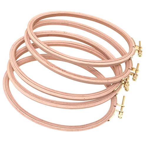 BWRMHME 8 X 5 Inch Beechwood Oval Embroidery Hoops Tightness Adjustable Wooden Cross Stitch Hoops Embroidery Tool Hand Craft Art Set of 5