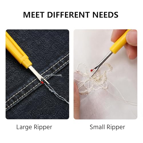 Seam Ripper for Sewing 4-Pc Set, Large and Small Stitch Ripper with Thread Snips, Ergonomic Thread Remover Tool with Metal Thimble for Embroidery, Quilting, Hemming
