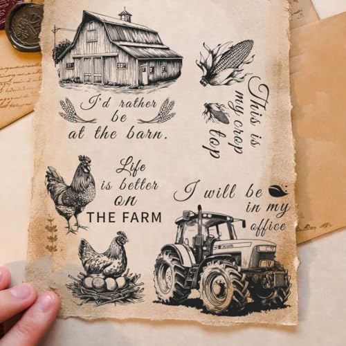 3 Sheet Sketch Farm Rub on Transfers for Crafts and Furniture - style: Farm-Black and White