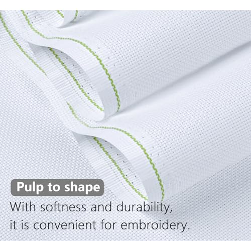 MYFAMIREA Cross Stitch Aida Fabric 11 Count, 59 by 39 Inch Large Size, Classic Reserve Cross Stitch Aida Cloth for Home DIY Embroidery Decoration - color: White, size: 11 CT 59 x 39In