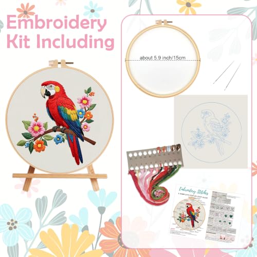 Nuberlic Parrot Embroidery Kit for Beginners, Animal Cross Stitch Kit - color: Parrot