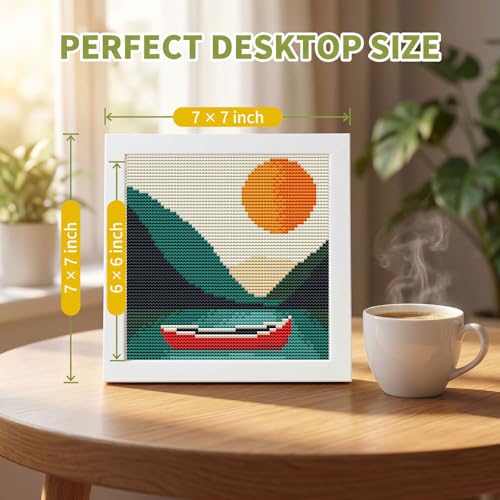 Mountains Landscape Stamped Cross Stitch Kits for Adults with Framed - color: DKJ004