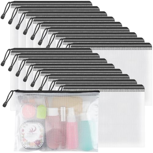 Umriox A5 Mesh Zipper Pouch Bags, 18 Pack Travel Bags, Office Supplies - color: Black, size: A5