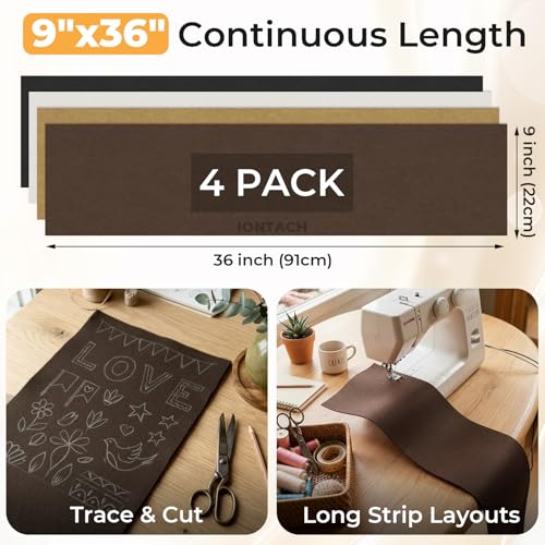 IONTACH 9" X 36" Soft Felt Sheets 1.6mm Thick (4 Packs, Brown Series) - color: Brown Series
