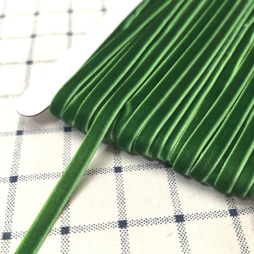 Chenkou Craft Christmas Green 10 Yards 1/4" Velvet Ribbon Lots Bulk (Green, 1/4"(6mm)) - color: Green, size: 1/4"(6mm)