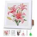 VIGEGU Lily Stamped Cross Stitch Kits for Adult Beginner with Wooden Frame - color: lily Cross Stitch with Framed