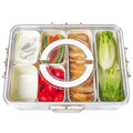 Bandesun Divided Serving Tray with Lid and Handle - Clear Organizer for Candy, Fruits, Nuts, Snacks - Snackle Box Charcuterie Container for Portable Snack Platters - Perfect for Party, Entertaining - style: compartments Long 2pcs Small 4pcs
