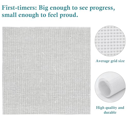 Nyuemystery 1 Pc 14 Mesh Needlepoint Canvas, 20 x 18 Inch White Blank Polyester Cotton Canvas for Embroidery, Cross Stitch & Knit Crochet Projects - color: 1 Pc