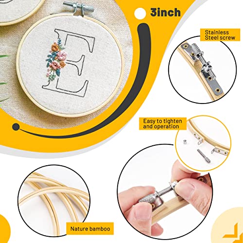 GIEMSON Embroidery Hoop 3 Inch 12 Pieces Small Embroidery Hoops Bamboo Circle Cross Stitch Hoop for Embroidery Art Craft Sewing - size: 3 inch