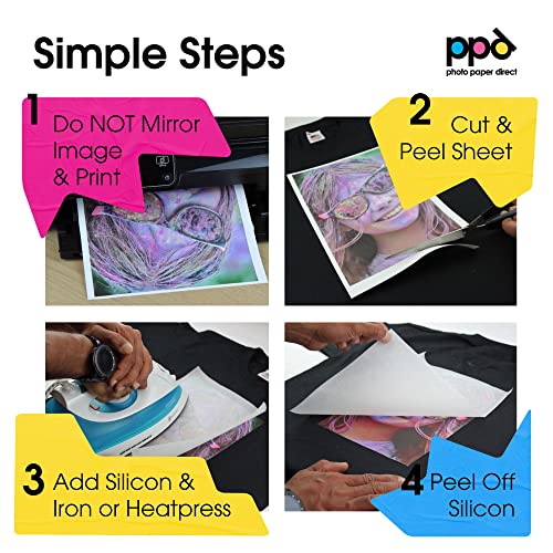 PPD 5 Sheets 8.5x11" Iron-on Heat Transfer Paper Dark Fabrics Inkjet - size: 8.5 x 11, style: Dark (5 Sheets)