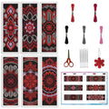 INFUNLY 6 Pcs Gothic Mandala Cross Stitch Bookmark Kit 3x8.5 Inch Pre Printed Dark Floral Counted Cross Stitch Bookmark Kit for Adults DIY Embroidery Kit with Instruction for Book Lover Reader Writer