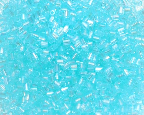 Glass Bugle Tube Beads 1400Pcs/30g Mini Seed Beads 2 * 3mm Small Craft Loose Spacer Beads for DIY Bracelets Necklace Earring Jewelry Making (Sky Blue) - color: Sky Blue