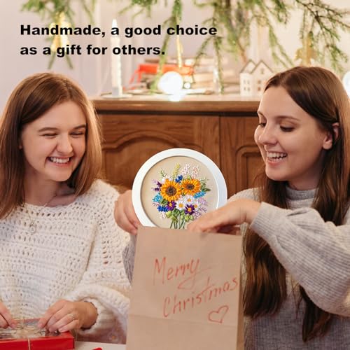 KLOSN 4 Sets Embroidery Kits for Beginners, Ribbon Embroidery Patterns & Easy Embroidery Stitches Kits, Needlepoint Kits for Adults, Beginners Embroidery Kits for Adult Include Video Tutorial