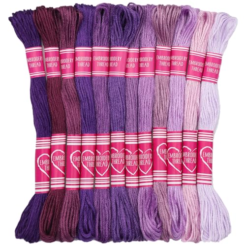 12 Skeins Embroidery Floss, 105 Yards Purple Embroidery Thread - color: Purple Series