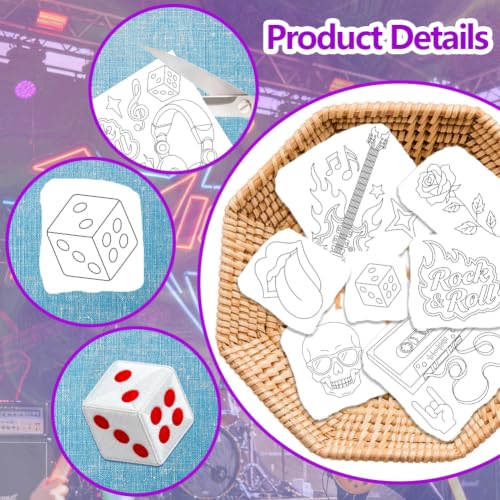 ORIGACH 4 Sheets Rock & Roll Water Soluble Embroidery Patterns Stabilizers - color: Rock & Roll