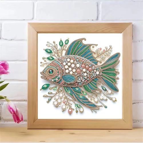 ZQEATRY Fish Animal Special Shape Diamond Art Kits for Adults,5D Diamond Painting Kits for Beginner,DIY Diamond Gem Art Crystal Rhinestones Dots Painting Kits for Home Wall Decor 11.8 X 11.8inch - color: XJ103