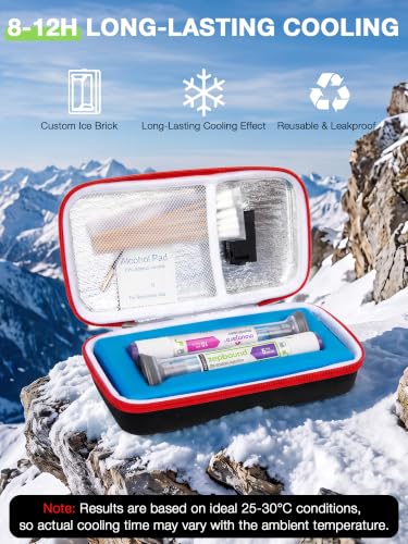 YOUSHARES Custom-Fit Travel Case for 2 Zepbound/Mounjaro with Temp Display - color: 01 Blackred-custom Ice Brick