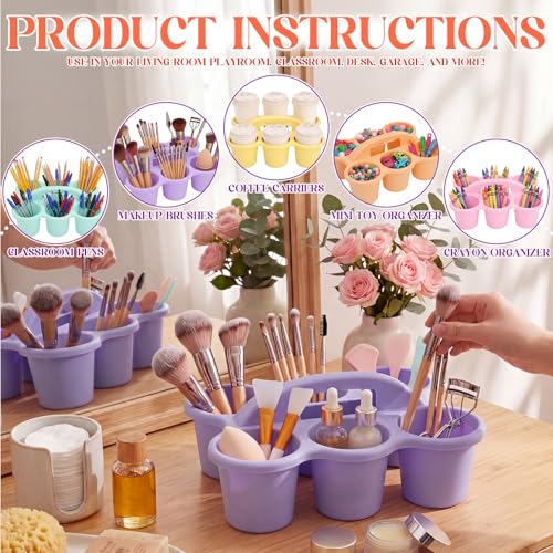 Suclain 6 Pcs Plastic Caddy Organizer with Handle Classroom, Macaron Color - color: Macaron Color