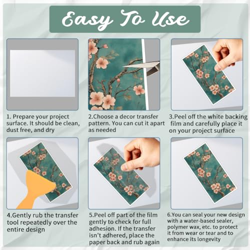 3 Sheets Vintage Trees Birds Rub on Transfers for Crafts, 12×6in - style: Trees and Birds