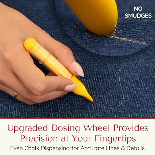 Fabric Markers for Sewing – Ergonomic Tailors Chalk Pen with Improved Dosing Wheel for Sharp Lines - Washable Sewing Chalk Marking Pens that are Compatible with Most Fabrics - Yellow 1 Pack - color: Yellow - 1 Pack