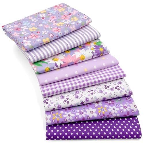 Aubliss 8pcs Fat Quarter Fabric Bundles (100% Cotton - 20'' x 20'') - color: Purple