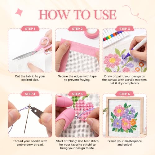 18 Mesh Needlepoint Canvas Kit - 80Pcs Beginner Needlepoint Kits for Adults, Includes 4 Pcs 18" x 12" Needlepoint Canvas,Threads, Markers, Tapes, Needles, Scissor, Protection Covers and Ripper