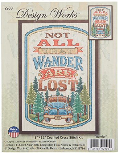 Design Works Crafts Inc. All That Wander, 8'' X 12' Counted Cross Stitch Kit, 8" by 12", Multicolor - 2900