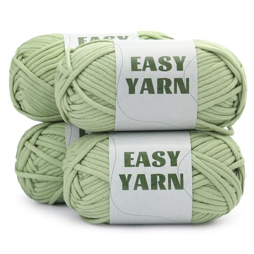 UzecPk 4 * 50g/1.76oz Beginner Yarn for Crocheting, 4 * 87yds Beginner Yarn - color: Light green