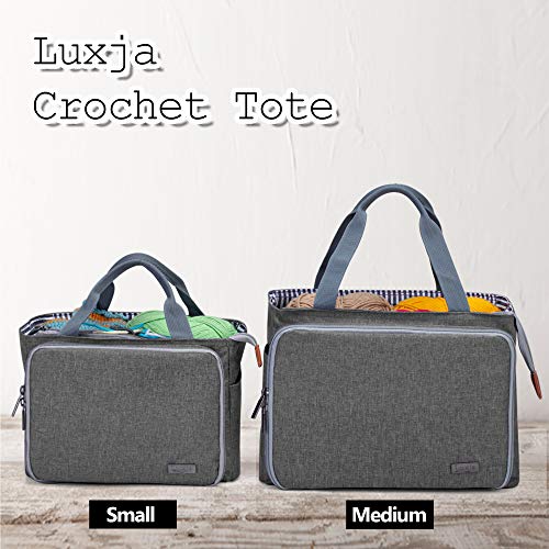 Luxja Crochet Yarn Storage Tote Bag, Gray - color: Gray