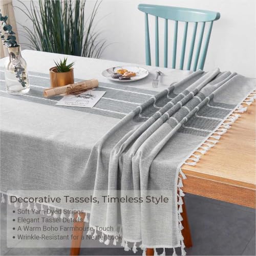 Waterproof Outdoor Rectangular Tablecloth, Gray Stripe, 55 x 102 Inch - color: 02-dusk Gray Stripe, size: 102" x 55" (Rectangular)