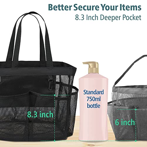 Mesh Shower Caddy Portable - 2 Packs, Extra Large Shower Bag for Dorm - color: 2 Pack Black, size: XL (Dorm Caddy)