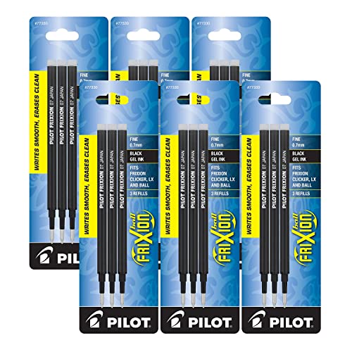 Pilot Gel Ink Refills for FriXion Erasable Gel Pen, Fine Point, Black Ink - Pack of 18 (77330) - size: 3 Count (Pack of 6)