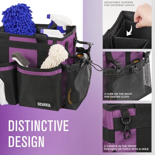 SCAVATA Compact Wearable Cleaning Caddy with Handle & Shoulder Straps - color: RoyalPurple